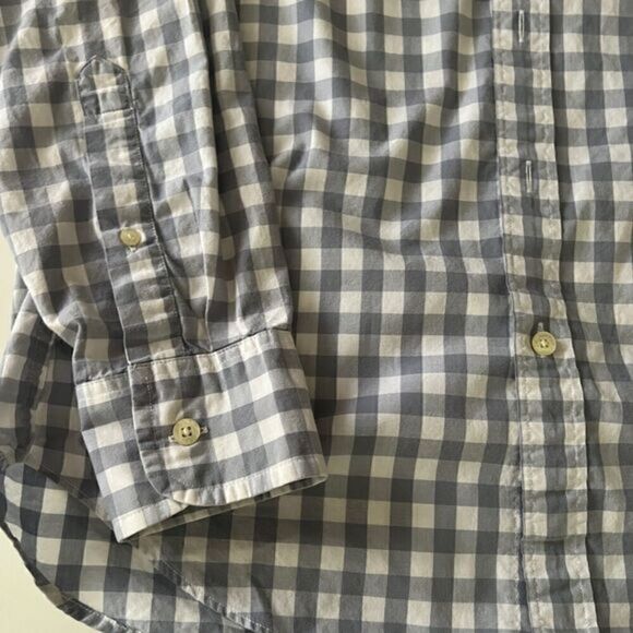 J. Crew Gray and White Check Cotton Button Down Long Sleeve Men’s Shirt Size S - Picture 9 of 13